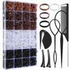 Picture of 1500 Pcs Hair Bands in 4 Natural Colors - Rubber Hair Ties with Organizer Box and 6 Styling Tools for Women, Girls, Kids