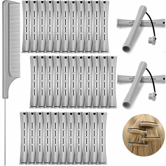 Picture of WILLBOND 36 Pieces Cold Wave Rod Hair Perm Rods Hair Rollers Perming Curlers with Steel Rat Tail Comb for Hairdressing Styling
