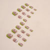 Picture of Cute Flower Press on Nails Short Fake Nails - LPOODDNU French Tip Press on Nails Square Shape False Nails Small Flowers Acrylic Nails Spring Summer Stick on Nails Short Artificial Nails for Manicure
