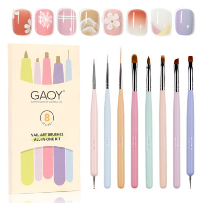 Picture of GAOY 8 Pcs Nail Brushes for Nail Art, Nail Design Tools for Nail Detail Painting, French Liner and Dotting Pens for Nail DIY