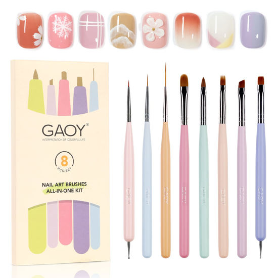Picture of GAOY 8 Pcs Nail Brushes for Nail Art, Nail Design Tools for Nail Detail Painting, French Liner and Dotting Pens for Nail DIY