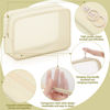 Picture of Weewooday 4 Pcs Mesh Makeup Bag Mesh Cosmetic Bag Travel Toiletry Bag Pouch with Zipper Mini Portable Makeup Cosmetic Travel Toiletry Purse Bag for Daily Accessories (Beige,Small, Large, Medium)