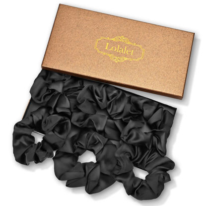 Picture of Lolalet Scrunchies for Women, Satin Hair Scrunchies Softer Than Silk Hair Ties Valentine's Day Gifts, Big Scrunchy Ponytail Holder -6 Pack, Style F