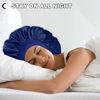 Picture of 2 Pcs Extra Large Satin Hair Bonnet for Sleeping Cap 17 inches Jumbo Silk Sleep Bonnet for Women (Black & Blue)