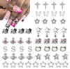 Picture of rythsans 56 pcs Bulk Set for Kitty Nails, Kawaii Bling & Cute Star Charms Nail Gems Y2K 3D Silver Star Nail Charms