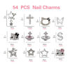 Picture of rythsans 56 pcs Bulk Set for Kitty Nails, Kawaii Bling & Cute Star Charms Nail Gems Y2K 3D Silver Star Nail Charms