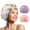 Picture of 3 PCS Shower Caps for Women, Upgrade Comfortable & Extra Large & Double Layers Waterproof Bath Cap, Oversized Designed Adjustable Hem Hair Cap for All Hair Lengths/Style