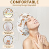 Picture of 3 PCS Shower Caps for Women, Upgrade Comfortable & Extra Large & Double Layers Waterproof Bath Cap, Oversized Designed Adjustable Hem Hair Cap for All Hair Lengths/Style