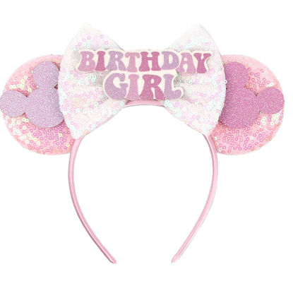 Picture of RAZKO Pink Minnie Ears Hair Accessory, Mouse Headband for Women Girls (Birthday Girl-Pink M)