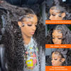 Picture of AISI Deep Wave Lace Front Wigs Human Hair 180% Density 13x4 Wet and Wavy Lace Front Wigs Human Hair HD Lace Glueless Wigs for Black Women Pre Plucked with Baby Hair Curly Lace Front Wig Human Hair(16 Inch)