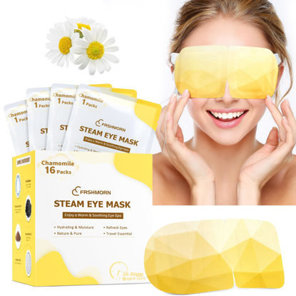Picture of FRSHMORN 16 Packs Steam Eye Mask, Heated Eye Mask for Sleeping, Warm Compress for Eyes, Self Heating Disposal Eye Mask Comfortable Sleep Mask for Home, Office, Spa, Travel Essentials (Chamomile)
