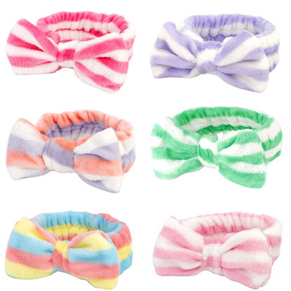 Picture of Casoty 6 Pcs Hairband, Soft Coral Fleece Makeup Headband, One Size Fits All Material, Good Elasticity, Wide Application for Washing Face, Yoga, Halloween