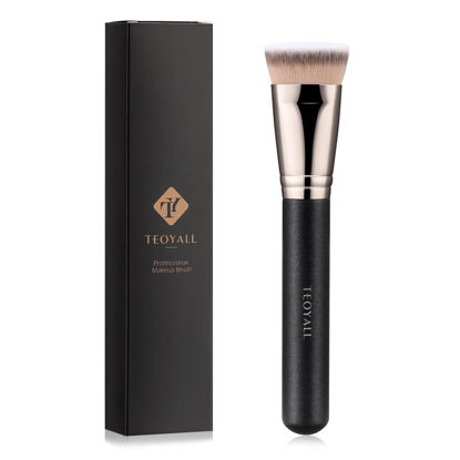 Picture of TEOYALL Flat Top Contour Brsuh, Soft Dense Synthetic Bristles Sculpt Contour Blending Buffing Brush For Liquid Cream Contour Bronzer