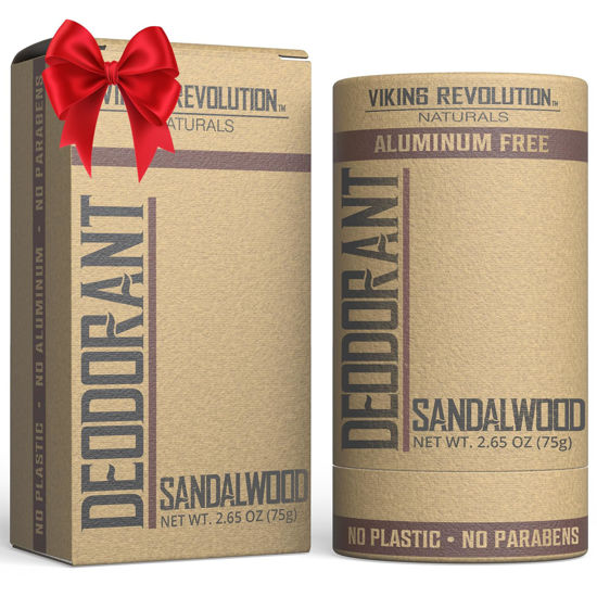 Picture of Viking Revolution Sandalwood Deodorant for Men - Deodorant Men Aluminum Free with Shea Butter and Tapioca Starch - Mens Deodorant Stain- Free and Baking Soda-Free - Natural Deodorant for Men (2.65oz)