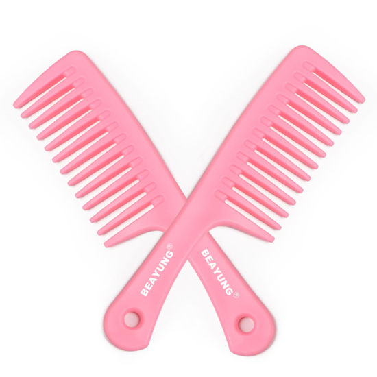 Picture of BEAYUNG 2PCS Large Wide Tooth Comb, Shower Combs, Hair comb for wet curly hair, Durable Hair Brush for Best Styling and Professional Hair Care(2Pink)