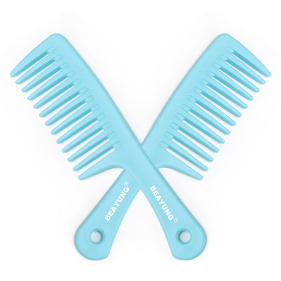 Picture of BEAYUNG 2PCS Large Wide Tooth Comb, Shower Combs, Hair comb for wet curly hair, Durable Hair Brush for Best Styling and Professional Hair Care(2Blue)