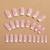 Picture of 24Pcs French Tip Press on Nails Medium Length Almond Fake Nails Bow Charms Stick on Nails with White Nail Tips Designs Nude Color Acrylic Nails for Women Girls Fashion Daily Wear Manicure