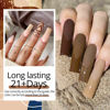 Picture of UR SUGAR Brown Gel Nail Polish Set, 6 Colors Fall Brown Caramel Coffee Burgundy Red Khaki Gel Polish Kit Autumn Winter Halloween Thanksgiving Day Gifts for Women Soak Off Gel Nail Art Manicure Kits