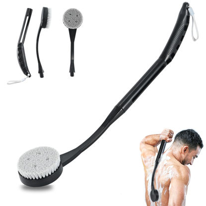 Picture of Back Scrubber for Shower,20.5" Bath Brush Long Handle for Shower for Deep Clean,Back Brush for Shower for Men Women(Black)