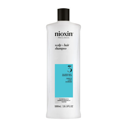 Picture of Nioxin System 3 Scalp + Hair Shampoo - Hair Thickening Shampoo For Damaged Hair with Light Thinning, 16.9 fl oz (Packaging May Vary)