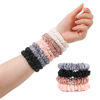 Picture of Hair Ties Silk Satin Scrunchies - Small Mini Thin Elestics Ponytail Holder Hair Bands Skinny Scrunchy For Thick Curl Hair No Crease Hair Ties Soft Accessories No Hurt Your Hair for Women and Girls (Basic color)