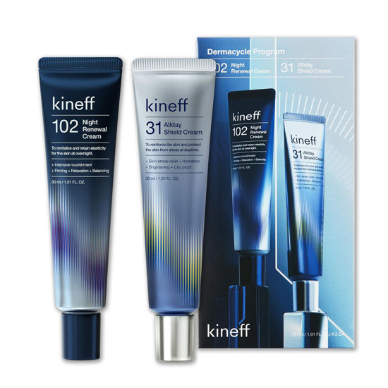 Picture of Kineff Dermacycle Program All-day & Night 2-Pack Cream for Face, 31 All-Day Shield Cream & 102 Night Renewal Cream, Centella Asiatica and Niacinamide, Korean Skincare (New Package)
