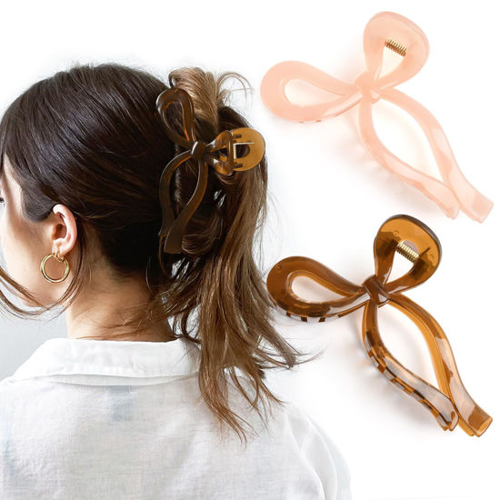 Picture of Yanibest Elegant Bow Hair Claw Clips Stylish Large Hair Clips for Thin and Thick Hair | Holiday Gift for Teen Girls | Chic Hair Styling Accessories for Women (Pack of 2)