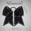 Picture of WILLBOND 2 Packs Jumbo Cheerleading Bow 8 Inch Cheer Hair Bows Large Cheerleading Hair Bows with Ponytail Holder for Teen Girls Softball Cheerleader Outfit Uniform(Rhinestone Black)