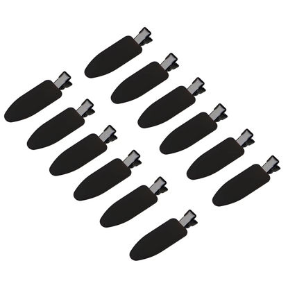 Picture of minihope 12 pieces No Bend Hair Clips, Curl Pin Clips, No Crease Hair Clips for Makeup Application，2022 style, non-slip.Hair won't get caught between plastic attached to metal. (Black)…