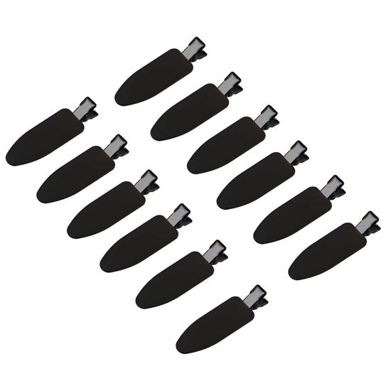 Picture of minihope 12 pieces No Bend Hair Clips, Curl Pin Clips, No Crease Hair Clips for Makeup Application，2022 style, non-slip.Hair won't get caught between plastic attached to metal. (Black)…