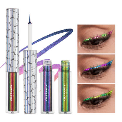 Picture of CHARMACY Chameleon Liquid Eyeliner, Liquid Glitter Eyeliner, Highly Pigmented, Metallic Intense MultiColor Shifting waterproof Eyeliner, Ultra-Fine Tip, Longwearing, Smudge-proof (#SET2-902/904/906)