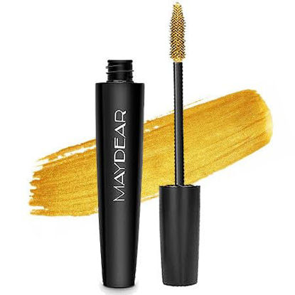 Picture of Maydear Gold Mascara for Eyelashes, Waterproof Colored Mascara Long Lasting Smudgeproof Color Mascara for Women Fast Dry Lengthening Eye Makeup Party Stage Use