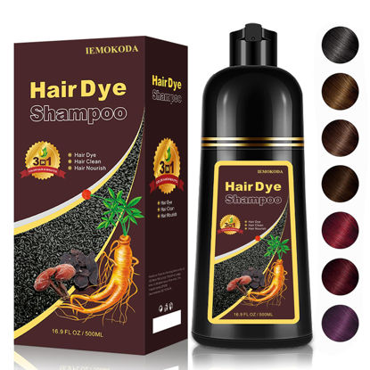 Picture of Burgundy Hair Dye Shampoo 3-IN-1,Gray Hair Coverage for Women & Men, Instant & Long-lasting Hair Color in Minutes, Pure Plant Extract Color Shampoo Hair Dye Kit for All Hair Types(Wine Red)