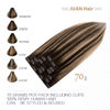 Picture of Aison Clip in Hair Extensions Real Human Hair 70G Chocolate Brown To Dark Blonde 100% Remy Human Hair Soft Silky Straight 7pcs 16clips One Pack (20 Inch #4T27P4)