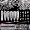 Picture of Multi Shapes Transparent White 3D Glass Crystal Nail Art Rhinestones Kit with Flatback Round Bead Charm Gem Stone Jewelry Diamond with Pickup Pen + Tweezer for Manicure Makeup DIY Craft Decoration