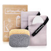Picture of myHomeBody Soap Pocket Exfoliating Soap Saver Pouch, Body Scrubber Sponge, Exfoliator for Bath or Shower, for Large Bar Soap or Leftover Bits, White Smoke, 2 Pack + 2 Soap Lifting Pads