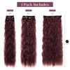 Picture of Clip In Hair Extensions, LONAI 6PCS Curly 24" Long Synthetic Clip On Hairpiece For Women-Burgunry