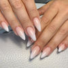 Picture of SINSEN Almond Press on Nails Medium - Gradient White Press on Nails, Glossy Nude Pink Fake Nails with Adhesive Glue Stickers, Reusable Stick on Nails in 12 Sizes, 24 Pcs Medium Almond Nails