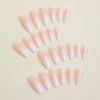 Picture of SINSEN Almond Press on Nails Medium - Gradient White Press on Nails, Glossy Nude Pink Fake Nails with Adhesive Glue Stickers, Reusable Stick on Nails in 12 Sizes, 24 Pcs Medium Almond Nails