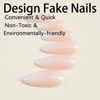 Picture of SINSEN Almond Press on Nails Medium - Gradient White Press on Nails, Glossy Nude Pink Fake Nails with Adhesive Glue Stickers, Reusable Stick on Nails in 12 Sizes, 24 Pcs Medium Almond Nails