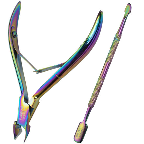 Picture of Professional Cuticle Cutter & Pusher Trimmer Manicure Tools with Double Spring- Perfect Nail Care Tool for Manicure & Pedicure Beauty at Home/Spa/Saloon (Multi-Color)