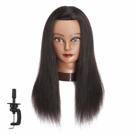 Picture of Traininghead 20-22" 100% Human hair Mannequin head Training Head Cosmetology Manikin Head Doll Head with free Clamp