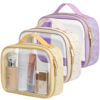 Picture of PACKISM TSA Approved Toiletry Bag - Floral Texture Lace clear Makeup Bags, Ease of Clamshell Closing, Handles and Double Zippers, 0.5 mm Thicker TSA Toiletry Bag, Multicolor