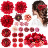 Picture of BBTO 21 Pieces Flower Hair Clip Rose Hair Clips Hair Barrettes for Women Flower Hair Accessories Boho Bride Claw Clip Hairpin Brooch Pin Headpiece for Girls Wedding (Red Series)