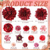 Picture of BBTO 21 Pieces Flower Hair Clip Rose Hair Clips Hair Barrettes for Women Flower Hair Accessories Boho Bride Claw Clip Hairpin Brooch Pin Headpiece for Girls Wedding (Red Series)