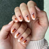 Picture of 30Pcs Fall Press on Nails Short Almond Fake Nails with Cute Hearts Designs Acrylic Stick on Nails Glossy Artificial Nails Christmas Full Cover False Nails for Women Girls Valentine Glue on Nails