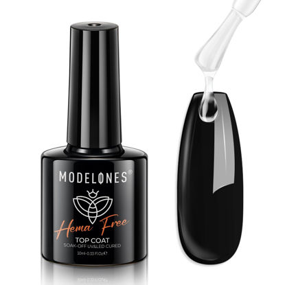 Picture of modelones Gel Top Coat, Hema-Free No Wipe Top Coat Gel Nail Polish Gentle Formula Prevents Chipping Long Lasting for Gel Polish Nails Protect Soak Off Home Salon Manicure U V/LED Needed