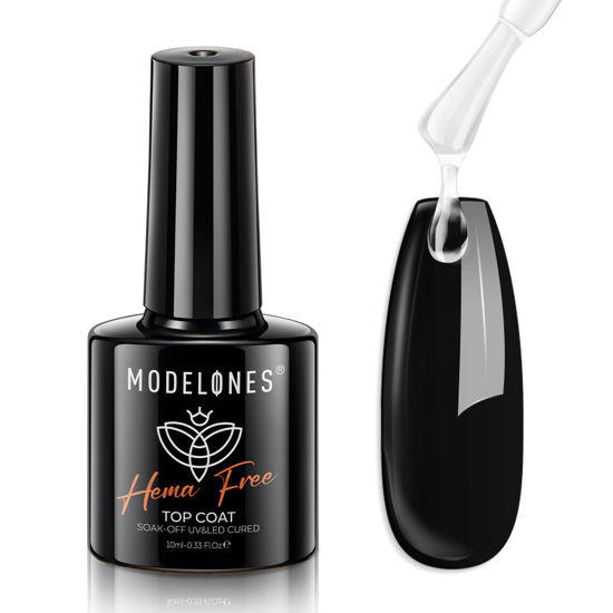 Picture of modelones Gel Top Coat, Hema-Free No Wipe Top Coat Gel Nail Polish Gentle Formula Prevents Chipping Long Lasting for Gel Polish Nails Protect Soak Off Home Salon Manicure U V/LED Needed