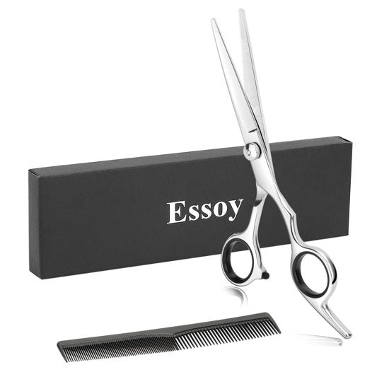 Picture of Essoy Professional Hair Cutting Scissors/Shears (6.5-Inches), Stainless Steel Haircut Scissor with Fine Adjustment Screw for Home Salon,Barber Hairdressing Scissor for Women Men Kids