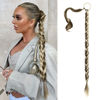 Picture of SEIKEA Long DIY Braided Ponytail Extension with Hair Tie Straight Wrap Around Hair Extensions Ponytail Natural Soft Hairpiece Light Brown with Medium Golden Blonde 34 Inch (After Braided 30 Inch)